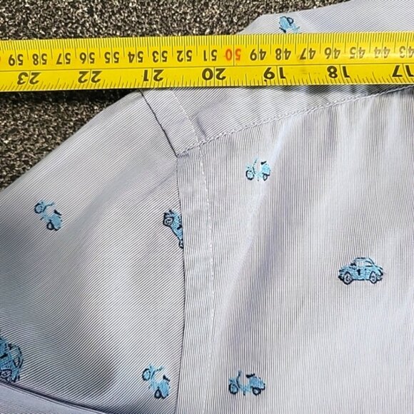 Masutto Men's Shirt Size XXL Blue Embroidered Scooter & Car Contrast Cuffs - Picture 10 of 13